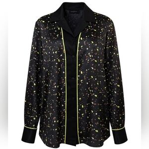 Black Button-Up Shirt with Neon Accents LEBOH size m MWOT.